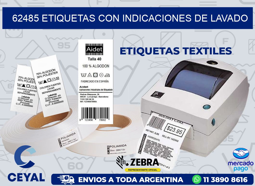 62485 ETIQUETAS CON INDICACIONES DE LAVADO