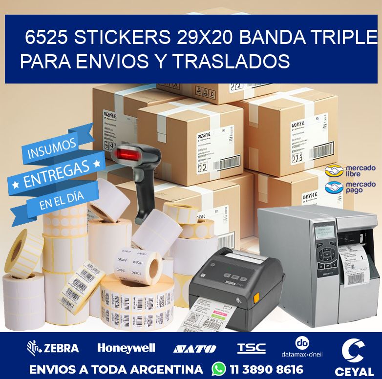 6525 STICKERS 29X20 BANDA TRIPLE PARA ENVIOS Y TRASLADOS