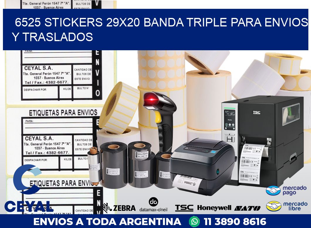 6525 STICKERS 29X20 BANDA TRIPLE PARA ENVIOS Y TRASLADOS