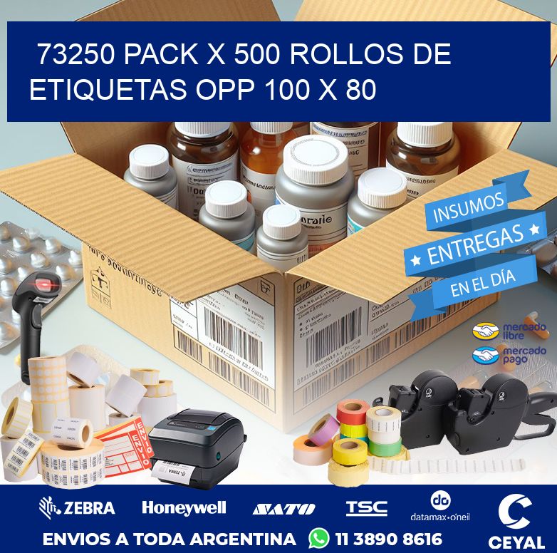 73250 PACK X 500 ROLLOS DE ETIQUETAS OPP 100 X 80