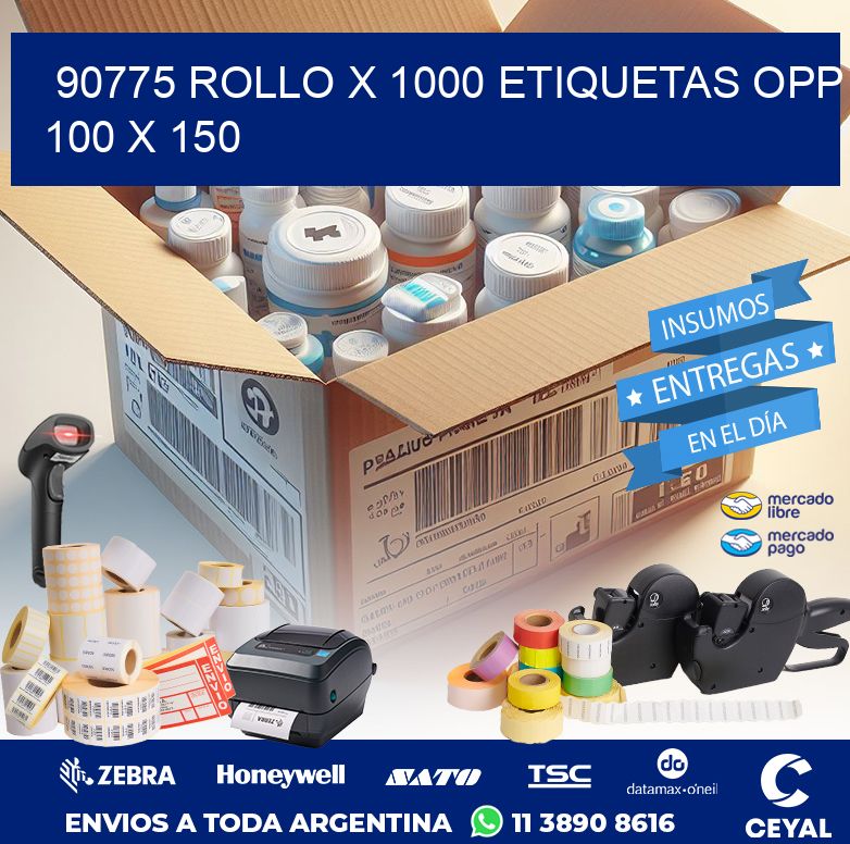 90775 ROLLO X 1000 ETIQUETAS OPP 100 X 150