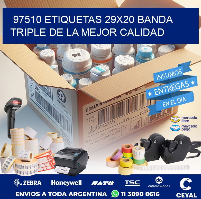 97510 ETIQUETAS 29X20 BANDA TRIPLE DE LA MEJOR CALIDAD