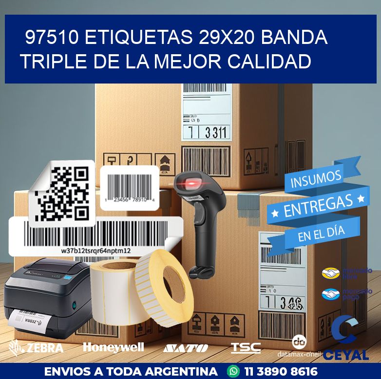 97510 ETIQUETAS 29X20 BANDA TRIPLE DE LA MEJOR CALIDAD