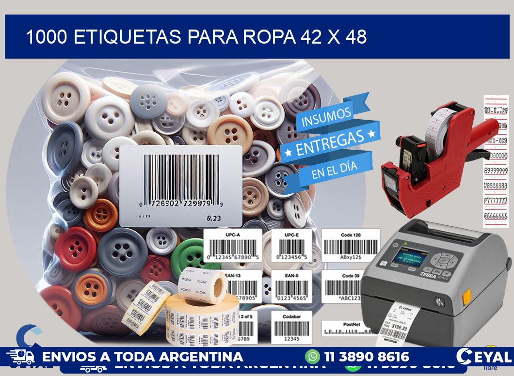 1000 ETIQUETAS PARA ROPA 42 x 48