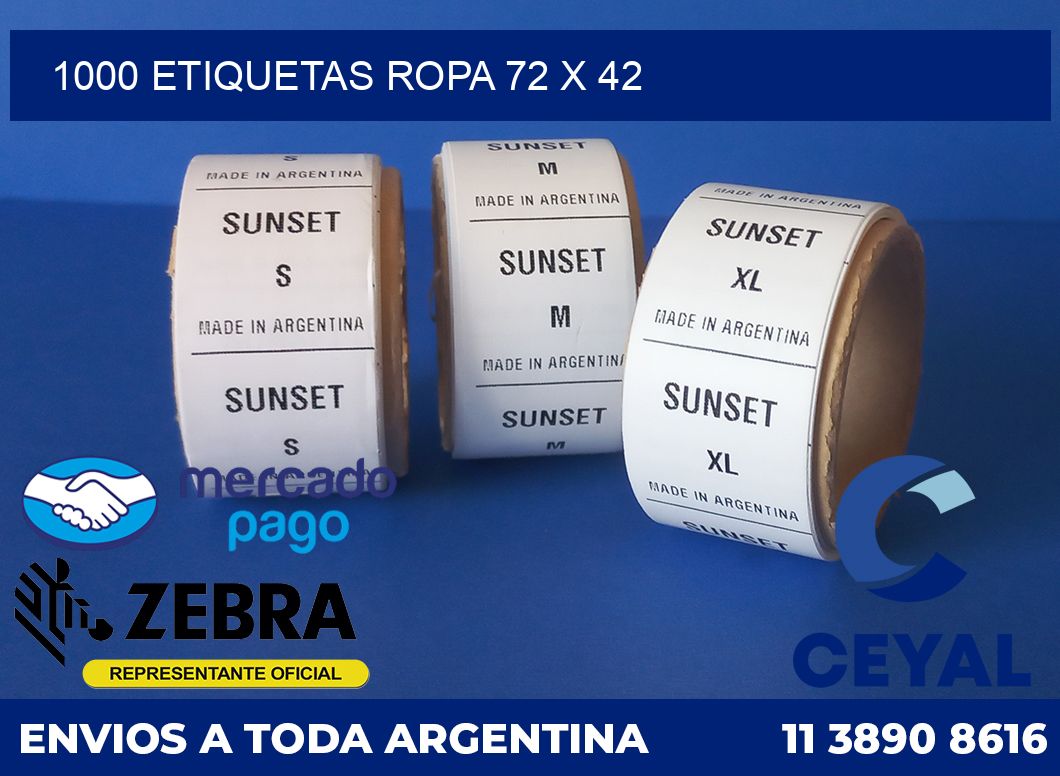 1000 ETIQUETAS ROPA 72 x 42