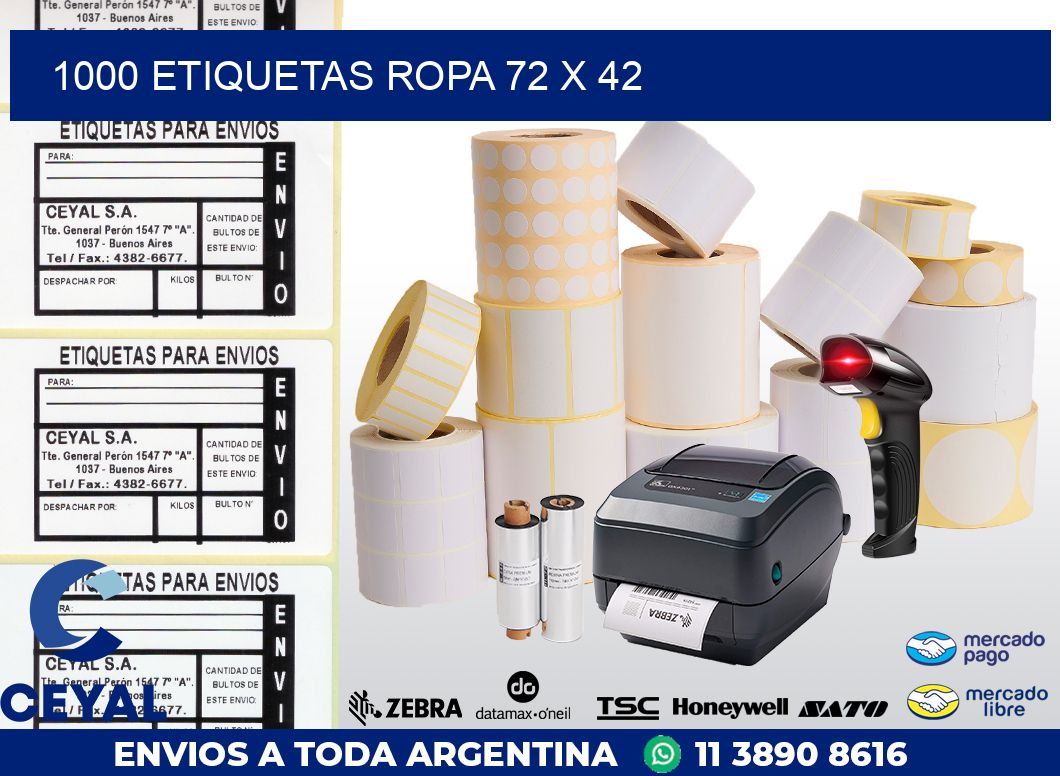 1000 ETIQUETAS ROPA 72 x 42