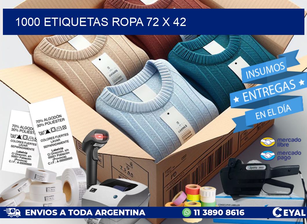 1000 ETIQUETAS ROPA 72 x 42