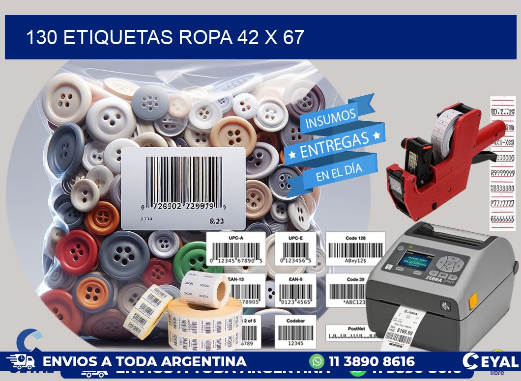 130 ETIQUETAS ROPA 42 x 67