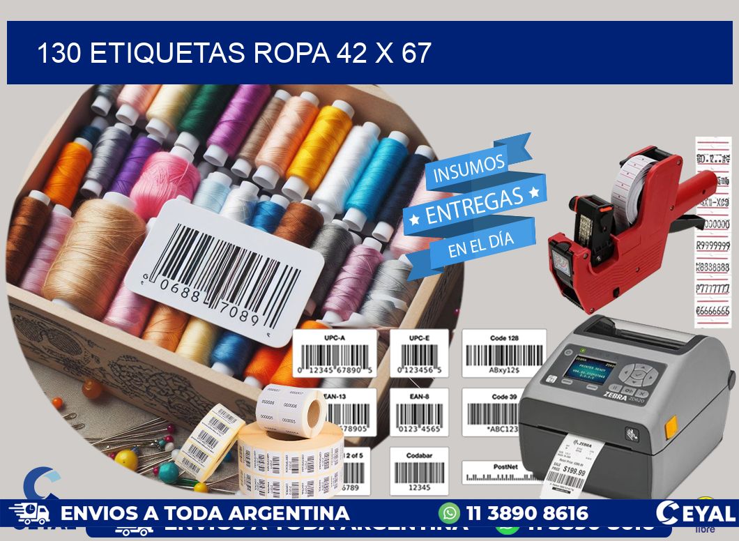 130 ETIQUETAS ROPA 42 x 67