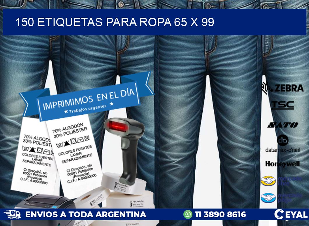 150 ETIQUETAS PARA ROPA 65 x 99