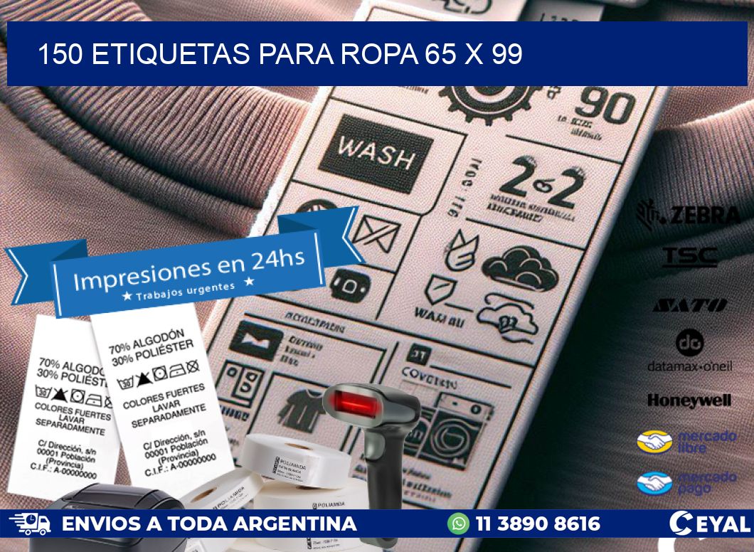 150 ETIQUETAS PARA ROPA 65 x 99