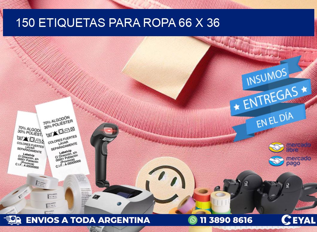 150 ETIQUETAS PARA ROPA 66 x 36