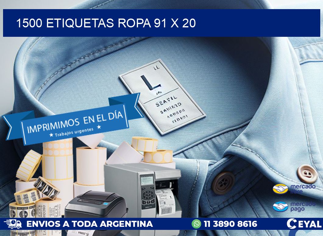 1500 ETIQUETAS ROPA 91 x 20