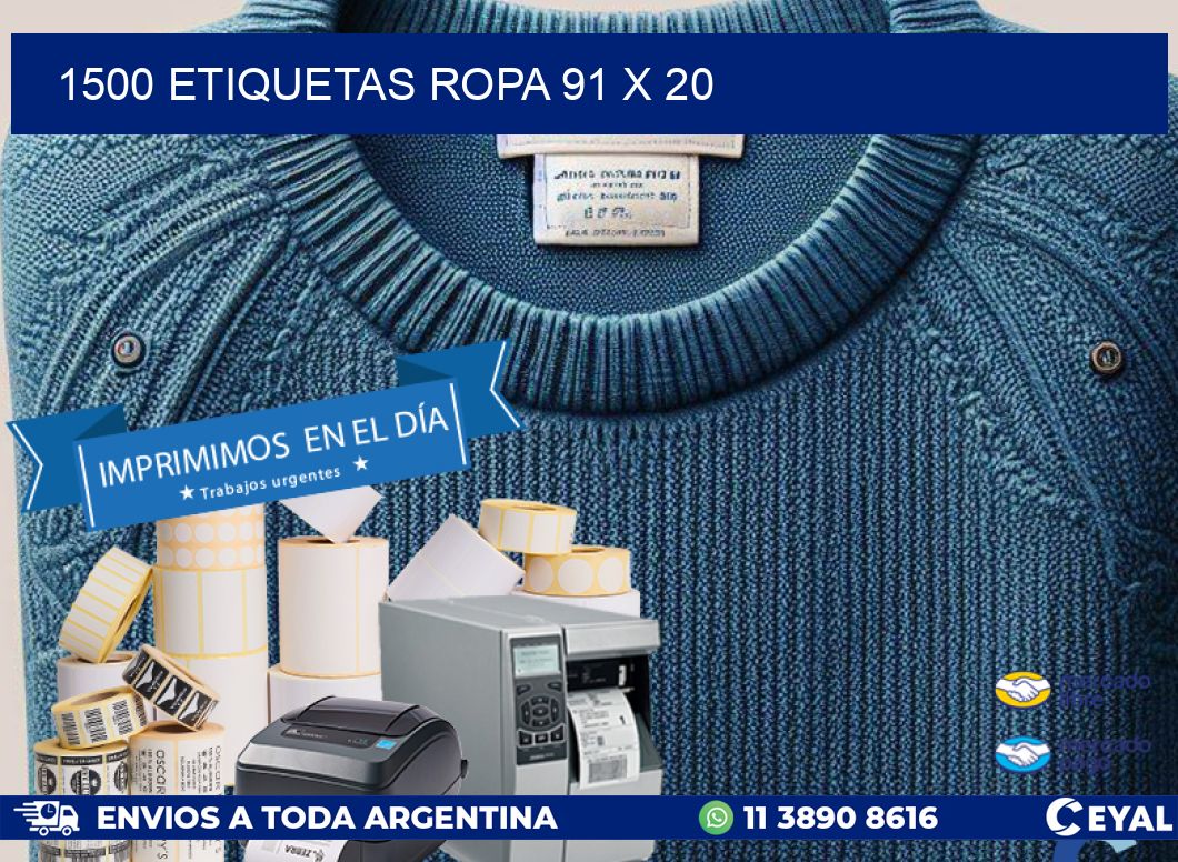 1500 ETIQUETAS ROPA 91 x 20