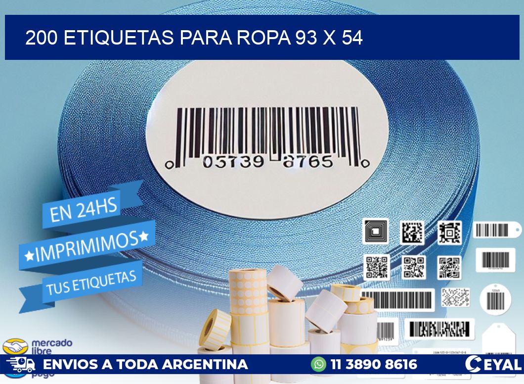 200 ETIQUETAS PARA ROPA 93 x 54