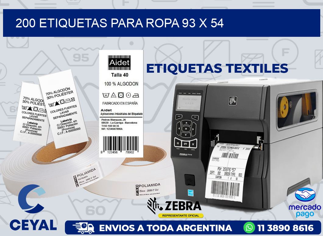 200 ETIQUETAS PARA ROPA 93 x 54