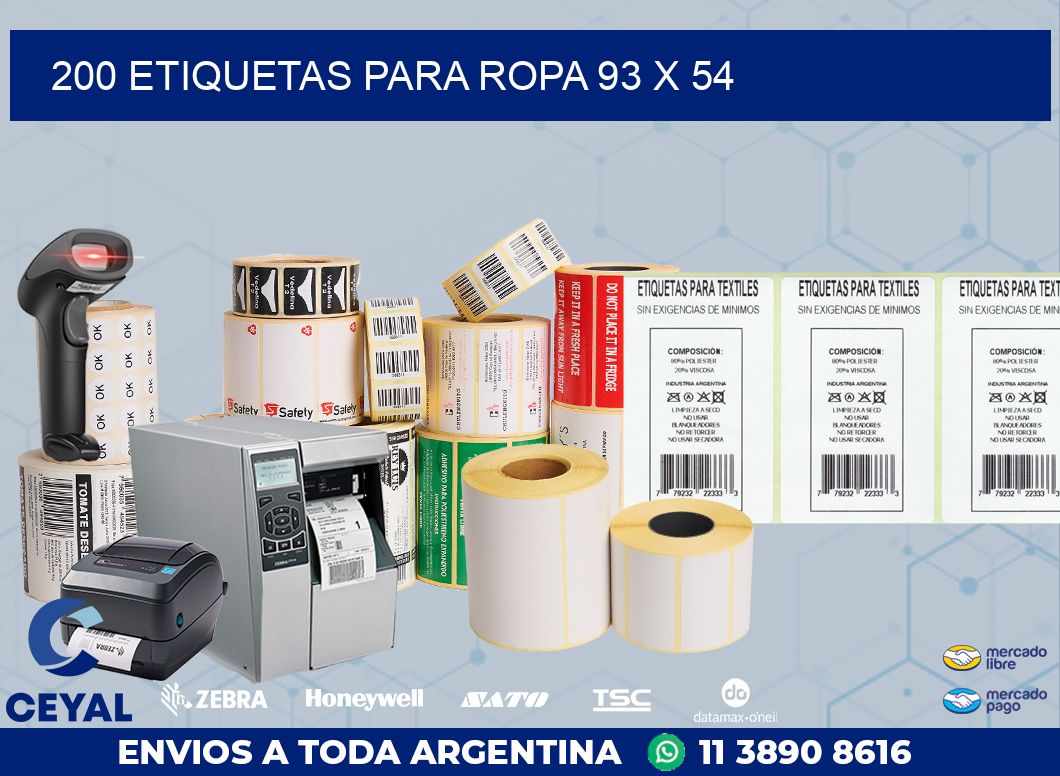 200 ETIQUETAS PARA ROPA 93 x 54