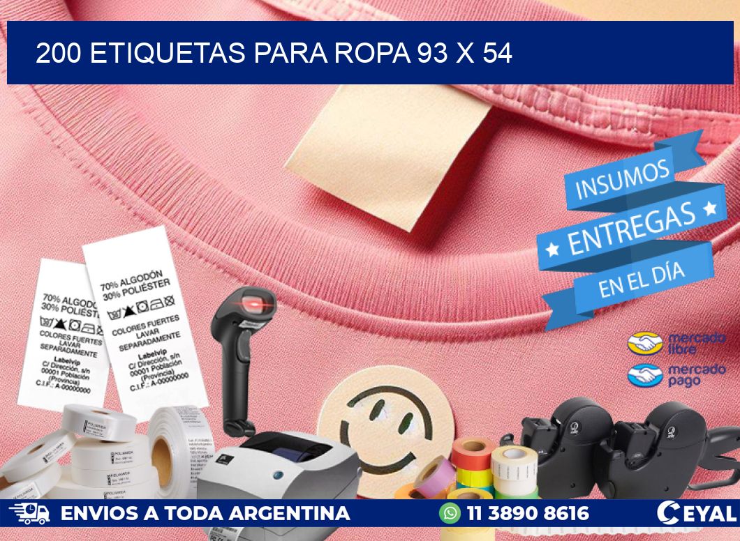 200 ETIQUETAS PARA ROPA 93 x 54