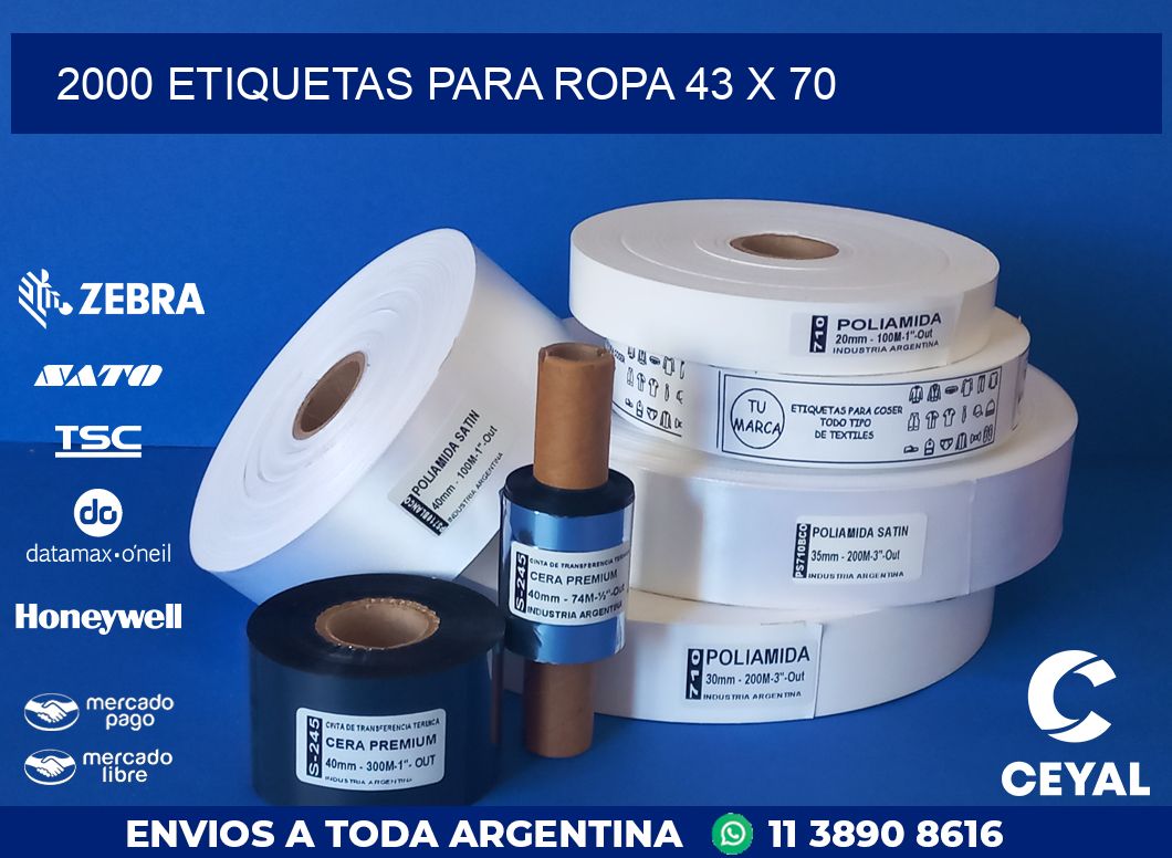 2000 ETIQUETAS PARA ROPA 43 x 70