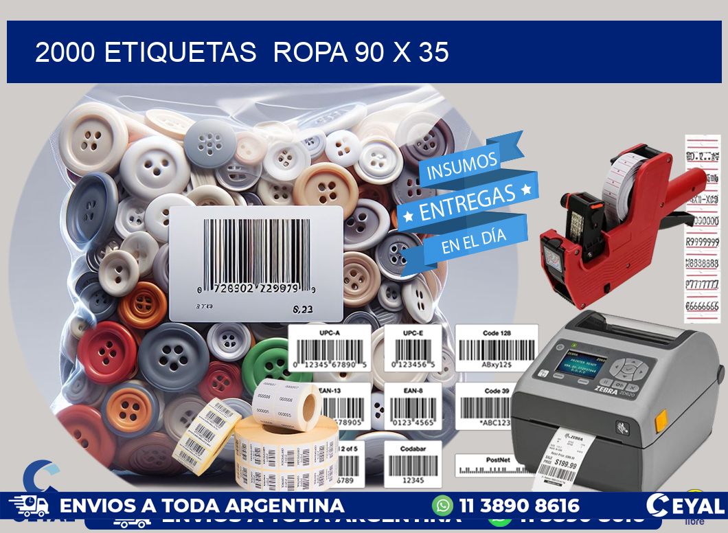 2000 ETIQUETAS  ROPA 90 x 35