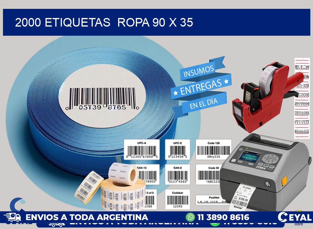 2000 ETIQUETAS  ROPA 90 x 35