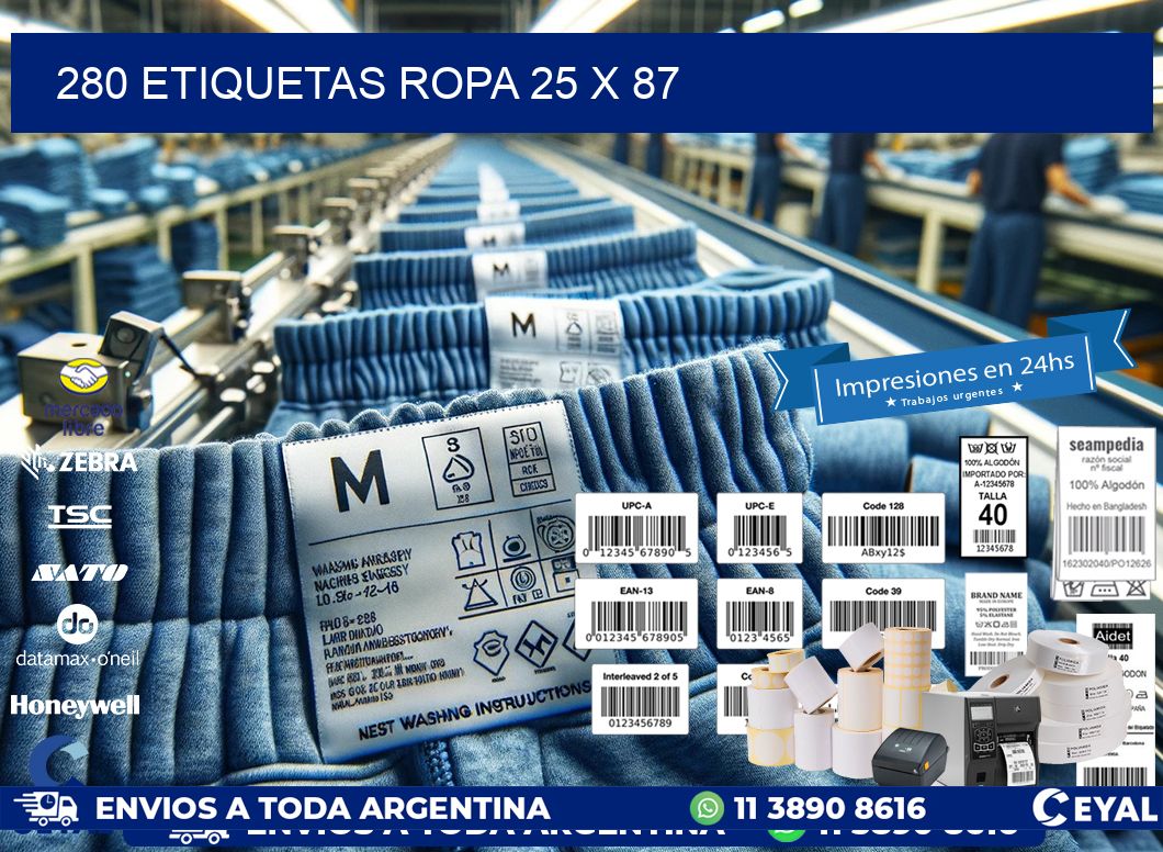 280 ETIQUETAS ROPA 25 x 87