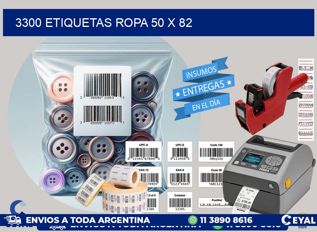 3300 ETIQUETAS ROPA 50 x 82