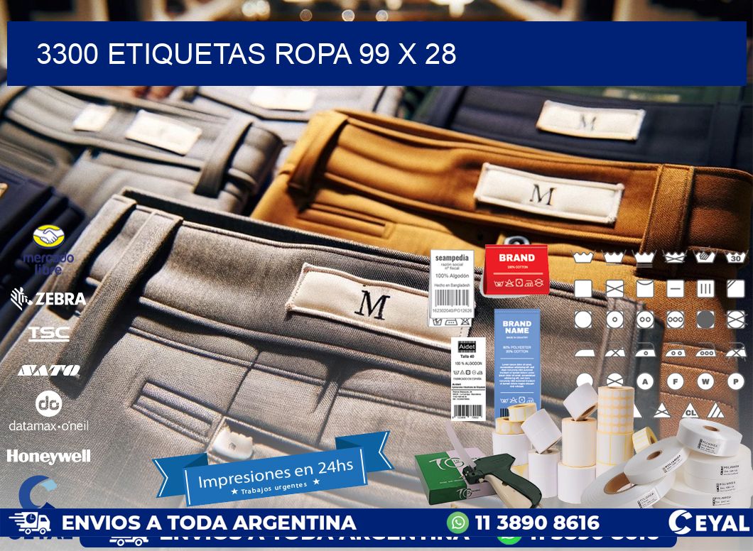 3300 ETIQUETAS ROPA 99 x 28