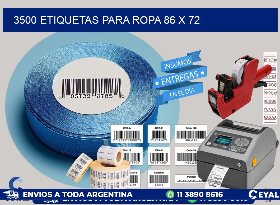 3500 ETIQUETAS PARA ROPA 86 x 72