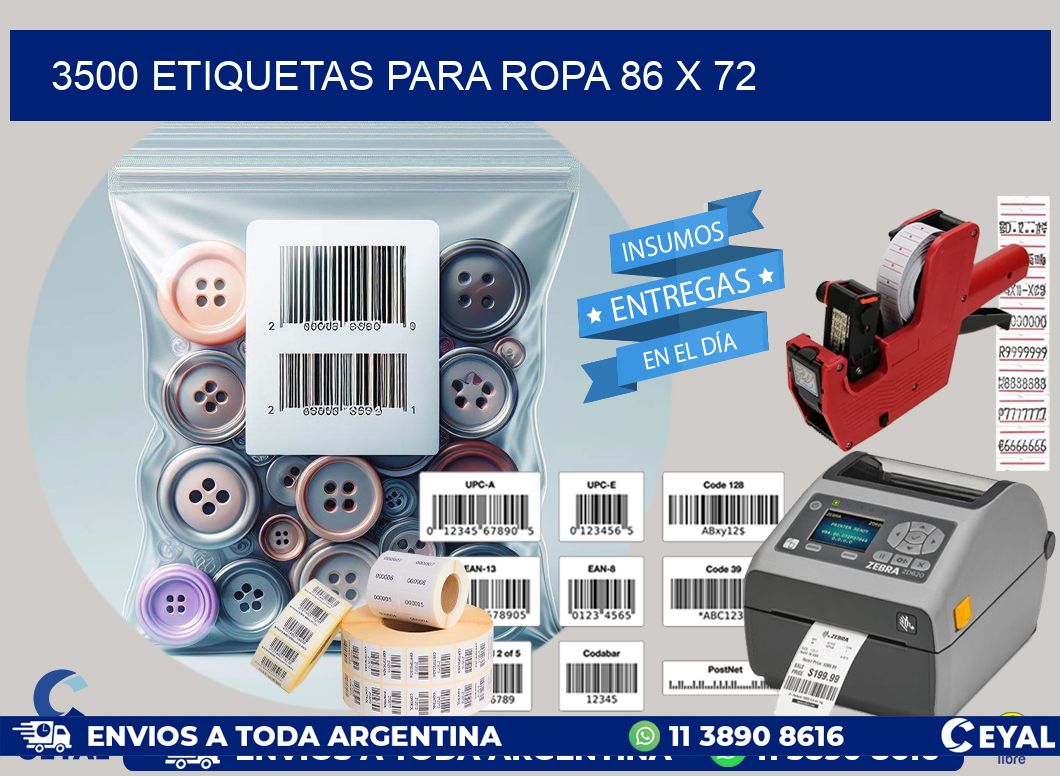 3500 ETIQUETAS PARA ROPA 86 x 72