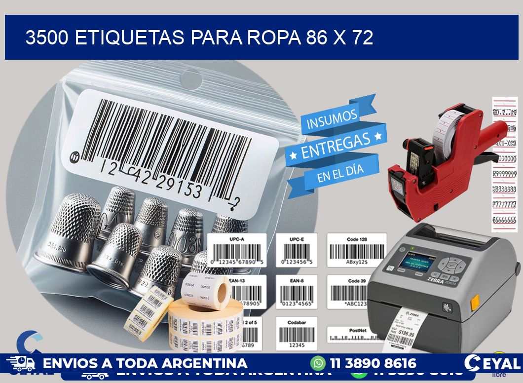 3500 ETIQUETAS PARA ROPA 86 x 72