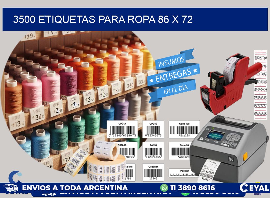 3500 ETIQUETAS PARA ROPA 86 x 72