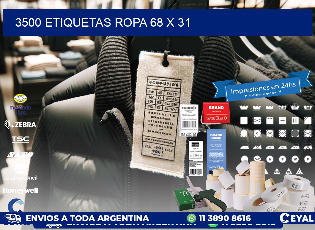 3500 ETIQUETAS ROPA 68 x 31