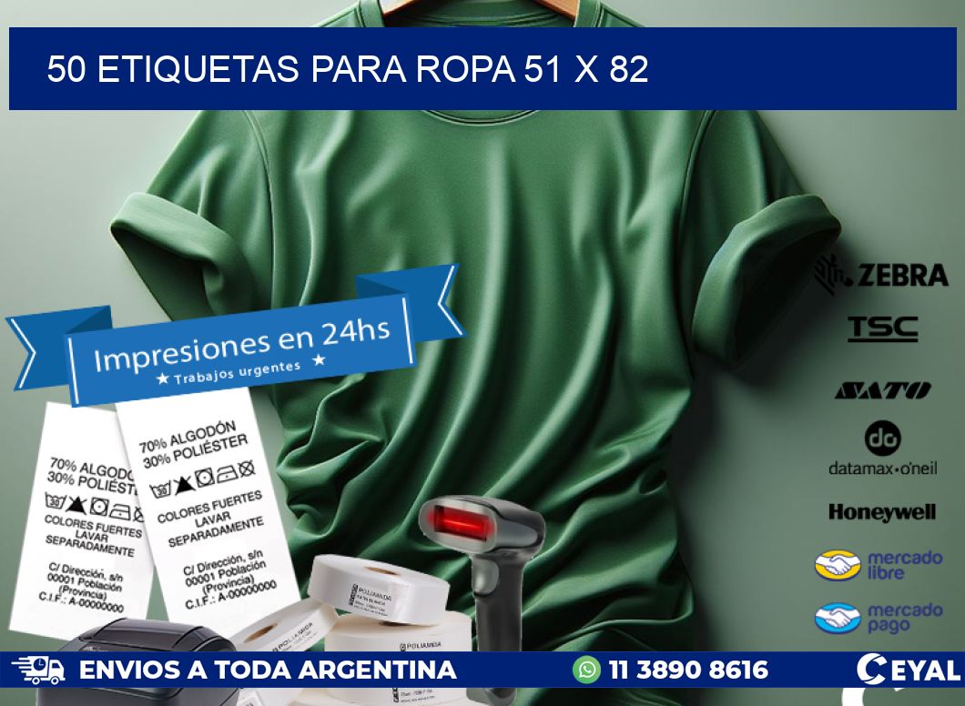 50 ETIQUETAS PARA ROPA 51 x 82