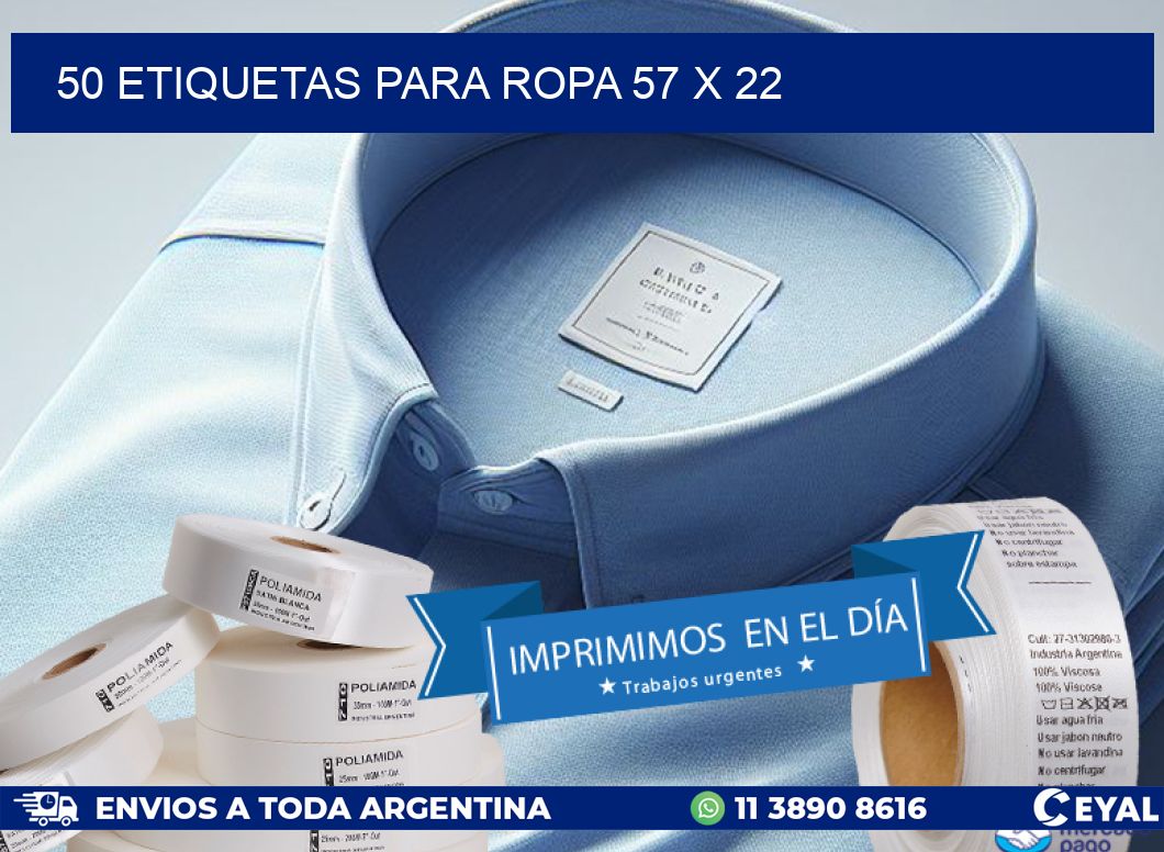 50 ETIQUETAS PARA ROPA 57 x 22