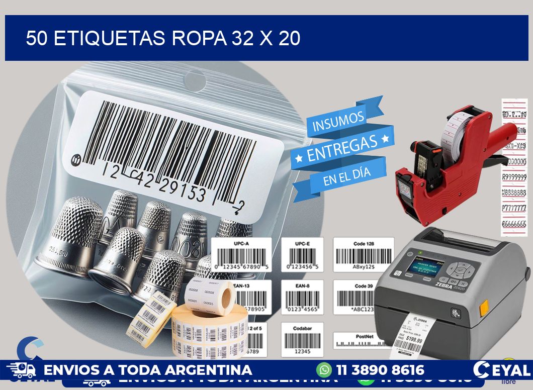50 ETIQUETAS ROPA 32 x 20