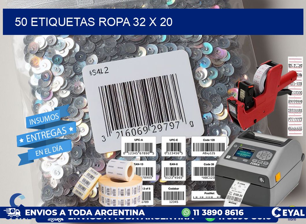 50 ETIQUETAS ROPA 32 x 20