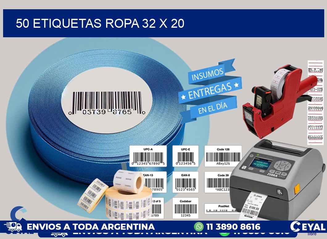 50 ETIQUETAS ROPA 32 x 20