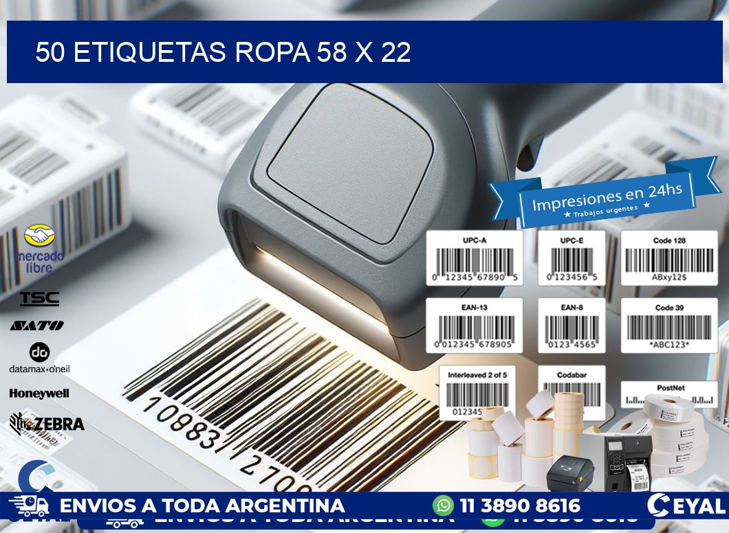 50 ETIQUETAS ROPA 58 x 22