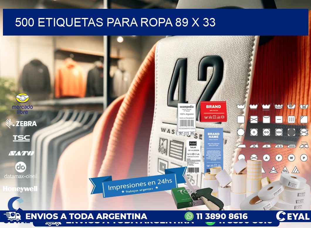 500 ETIQUETAS PARA ROPA 89 x 33