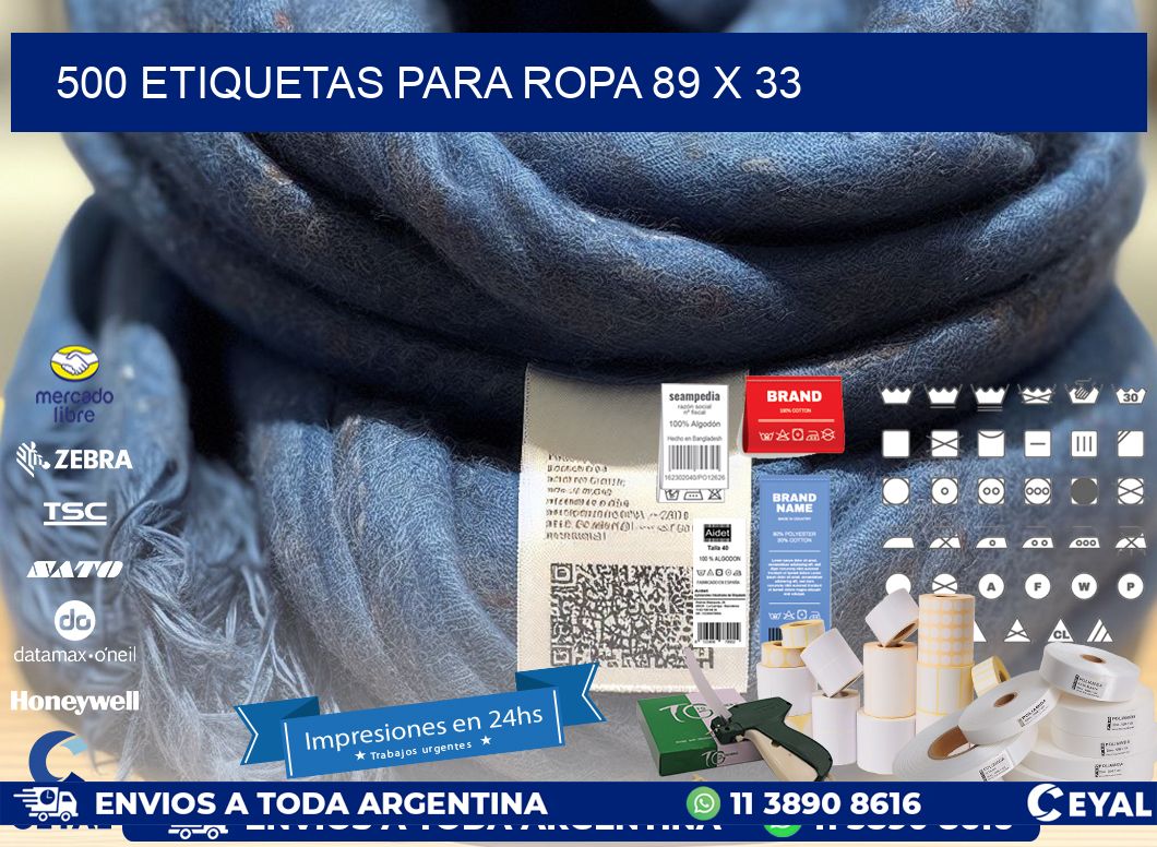 500 ETIQUETAS PARA ROPA 89 x 33