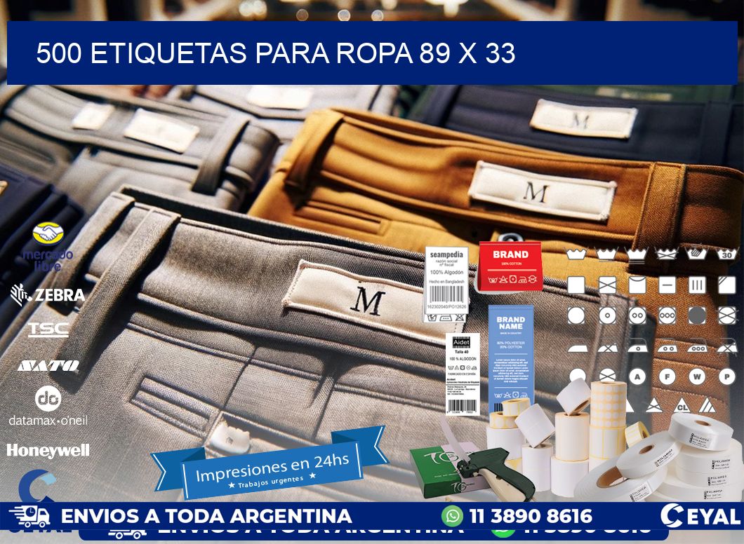 500 ETIQUETAS PARA ROPA 89 x 33