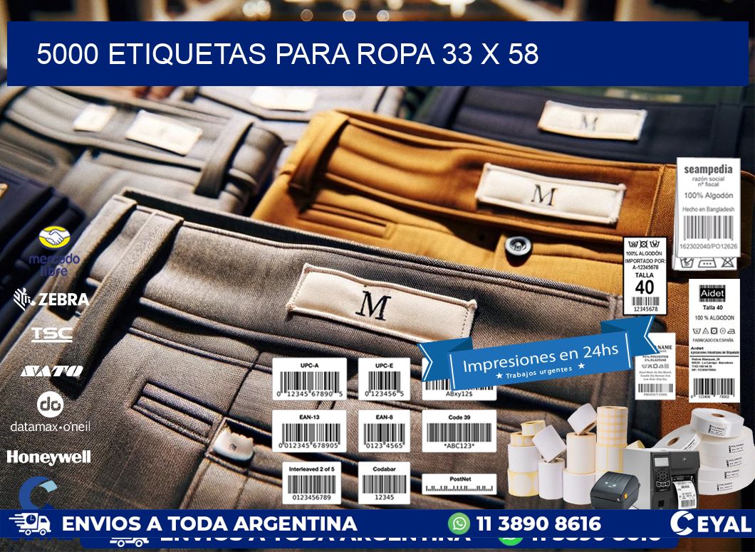 5000 ETIQUETAS PARA ROPA 33 x 58