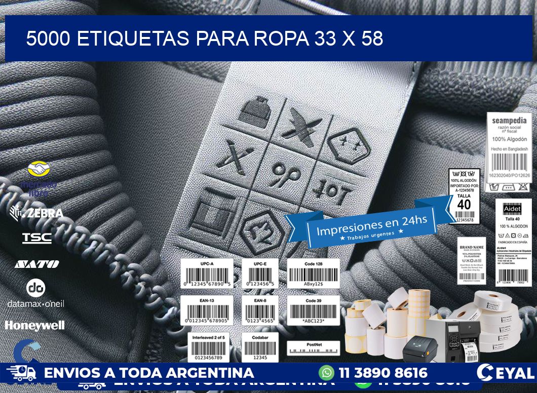 5000 ETIQUETAS PARA ROPA 33 x 58