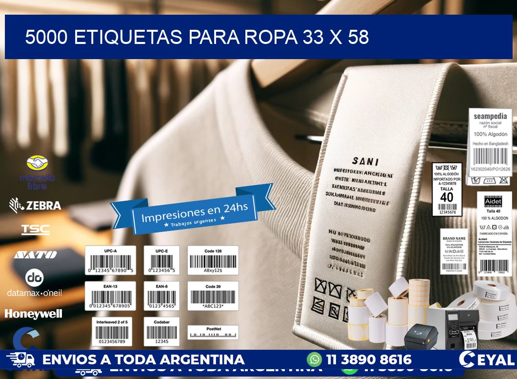 5000 ETIQUETAS PARA ROPA 33 x 58