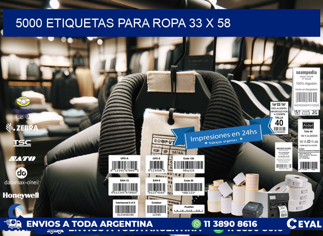 5000 ETIQUETAS PARA ROPA 33 x 58