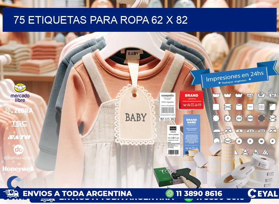 75 ETIQUETAS PARA ROPA 62 x 82