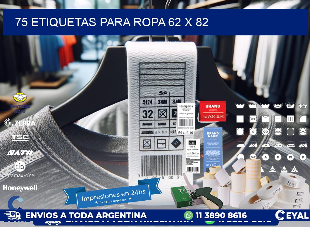 75 ETIQUETAS PARA ROPA 62 x 82