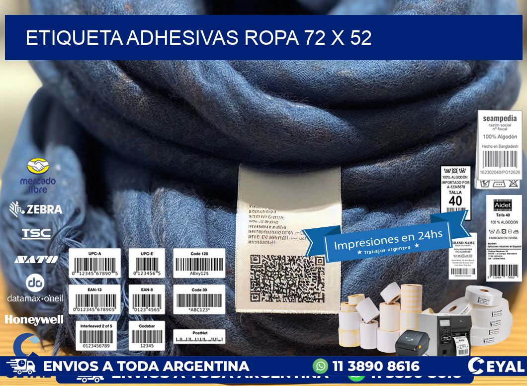 ETIQUETA ADHESIVAS ROPA 72 x 52