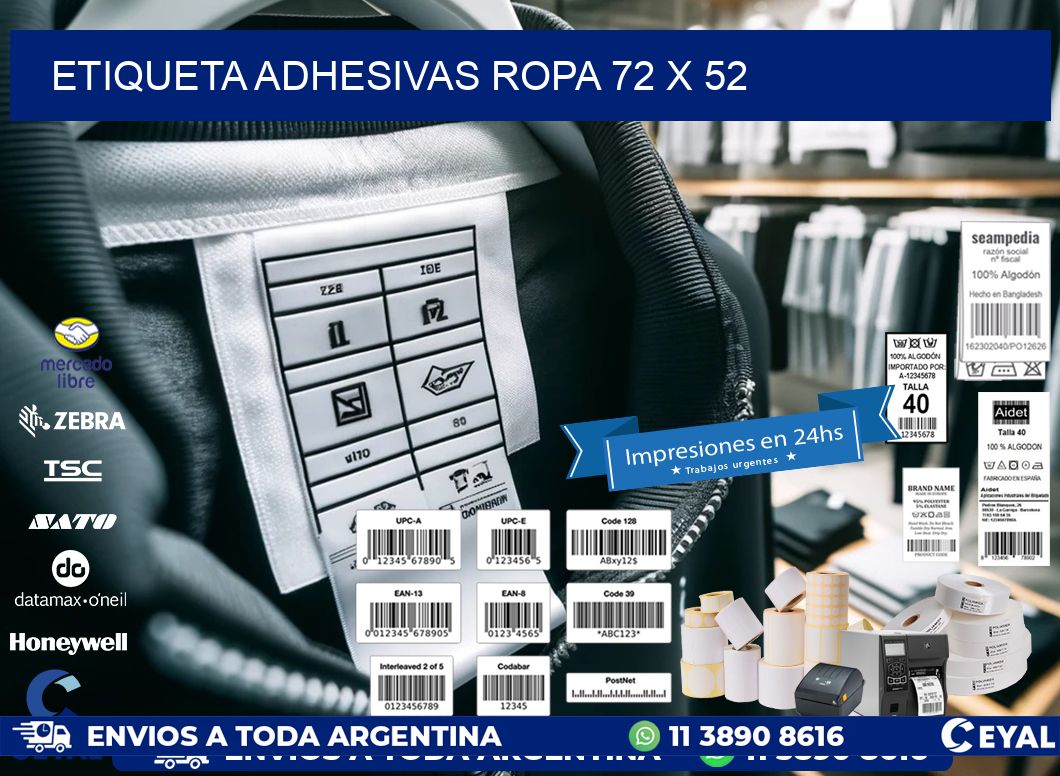 ETIQUETA ADHESIVAS ROPA 72 x 52